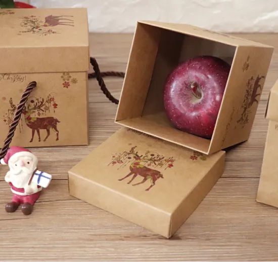 Christmas apple Packaging Gift Box with Rope Handle