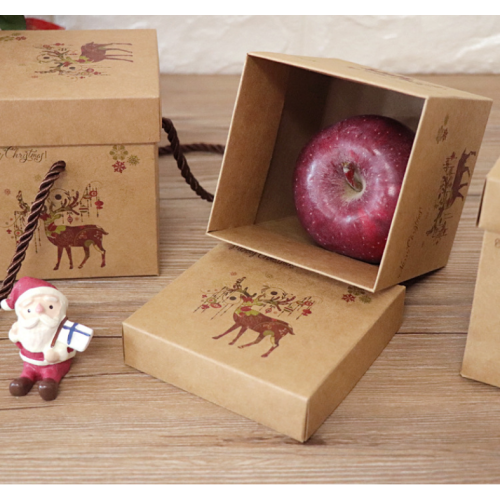 Box regalo per imballaggi di mele di Natale con manico di corda