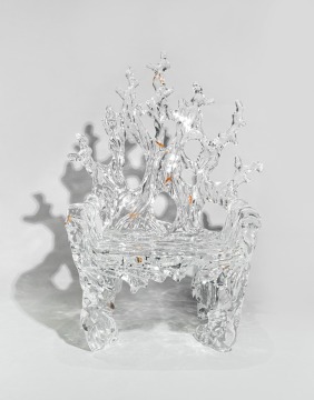 Transparent Wave Backrest Crystal Tea Chair