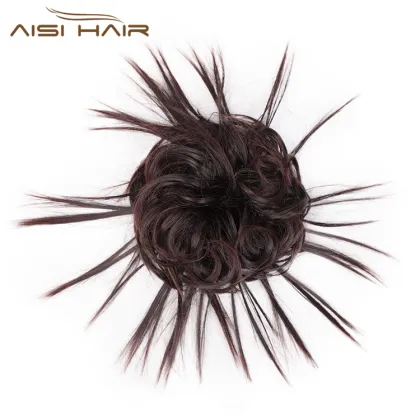 Aisi Hair Cheap Multi Color Curly Chignon Bun Pad Chignon Elastic Band Ribbon Ponytail Rope Rubber Hairpiece Extension For Women
