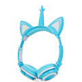 Headphone Berkabel Favorit Kartun Unicorn Kucing Bersinar Baru