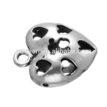 Antique silver heart shape cute bear decorative beads for clothes