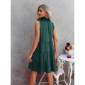 Women Shoulder Sleeveless Summer Dresses Smocked