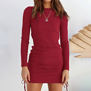 Women's Long Sleeve Ribbed Knit Dresses