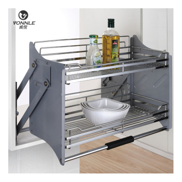 Adjustable Pull-down Storage Stainless Steel Basket for Drawer