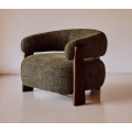 Chaise lounge minimalista de madera maciza con sofá de tela
