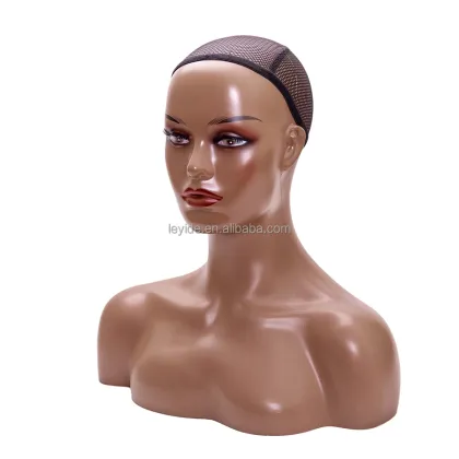 Pvc Female Mannequin Head With Shoulders For Wig Display African American Mannequin Head And Bust