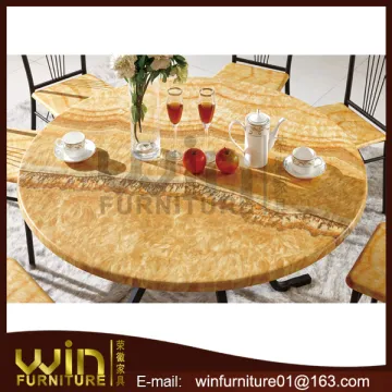 round shape marble dining table with 6 chairs