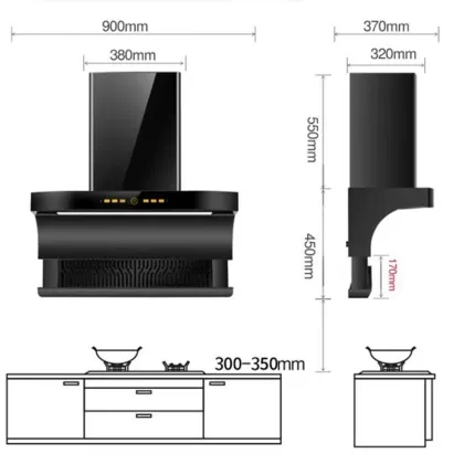 JIAYE Large Suction Range Hood Kitchen Fan Extractor