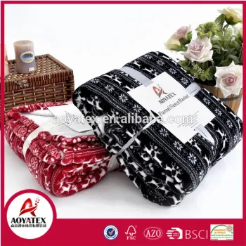 good sale 100% polyester printed flannel fleece blanket for christmas design
