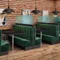 Luxury U shape Cafe Bar Hamburger Shop KTV Club Metal Velvet Leather Restaurant Sectional Sofa Booth Seating