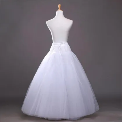 A-Line White Tulle Petticoat Puffy Wedding Prom Dress with Adjustable Waist Crinoline Skirt