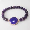 Amethyst Bracelet with Agate Pendant Piece Gemstone jewelry