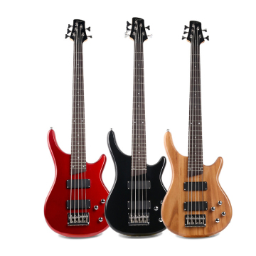 Wholesale Custom 21 Frets Wood 5 String Electric Bass Guitar