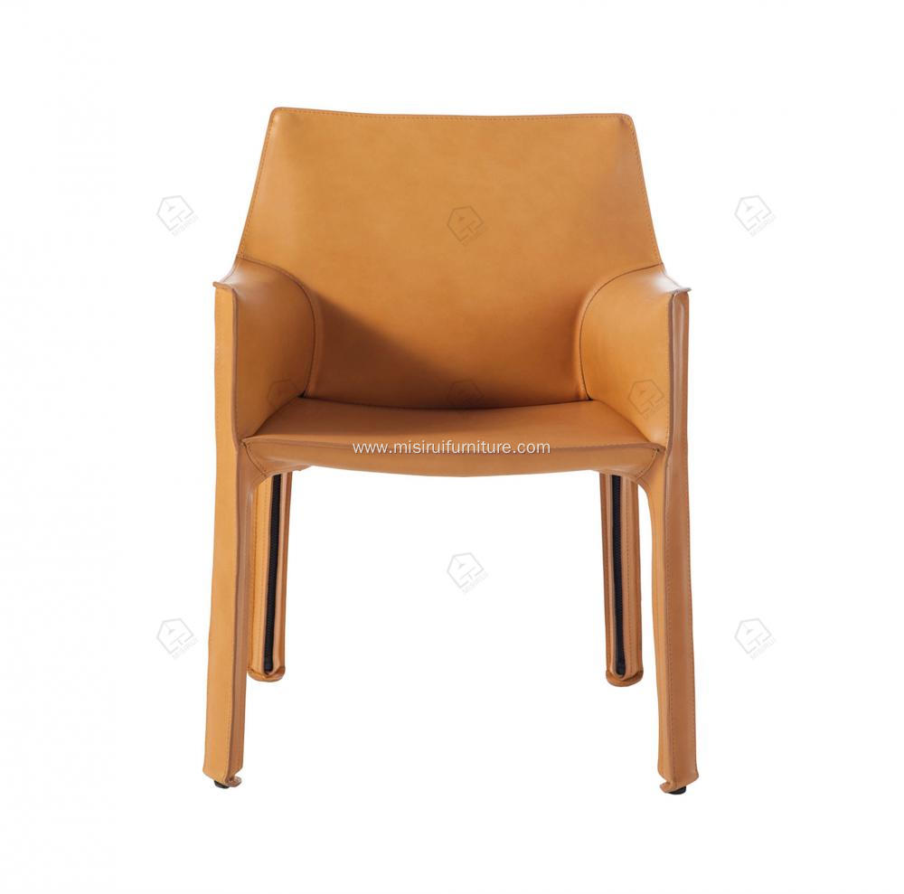 Orange saddle leather Cab dining chairs