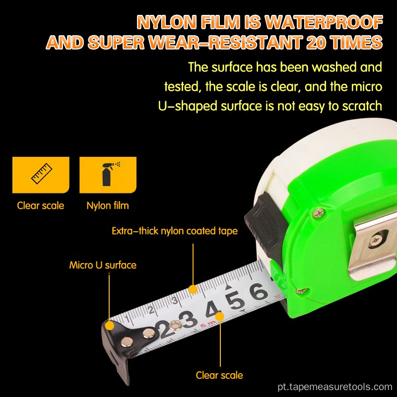 Fita métrica de metal resistente ao desgaste à prova d&#39;água com 5 m de espessura