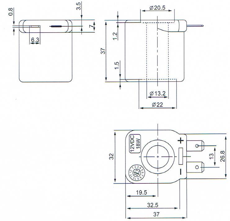 Dimension of BB13237021 Solenoid Coil: