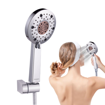 Chromed Rose Gold Handheld Shower Head with 5 Functions: Bubble Mist and Massage Spray