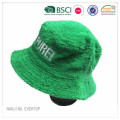 Green Cotton Towel Terry Embroidery Bucket Hat