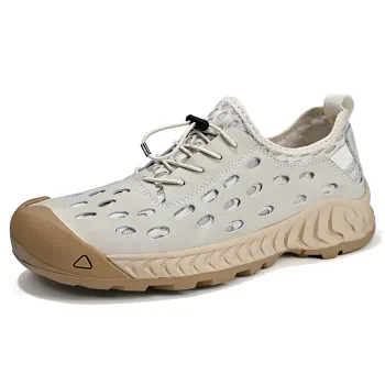 Custom LOGO Genuine Cow Leather Breathable Summer Walking Hiking Shoes