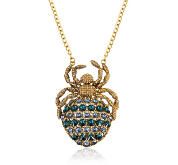 Antique Gold Plated Spider Women Necklace Pendant