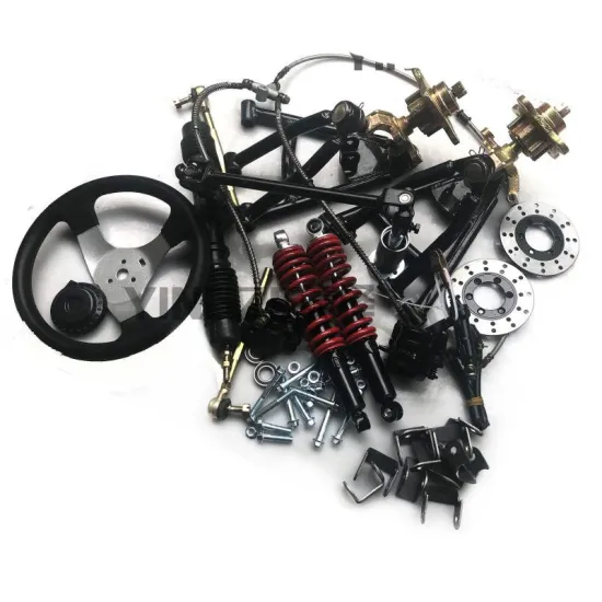 Go Kart Karting Four Wheel ATV 110/14 Steering Rack Box Knuckles Front Suspension Shock Absorbers Swingarms With Steering Wheel