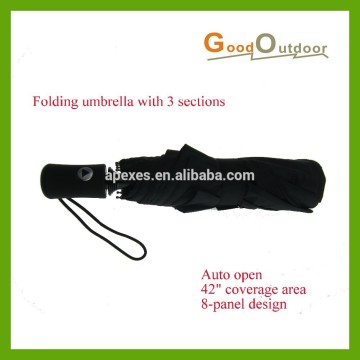 FL 02-92 Folding umbrella with 3 sections and 8 ribs Auto Opened