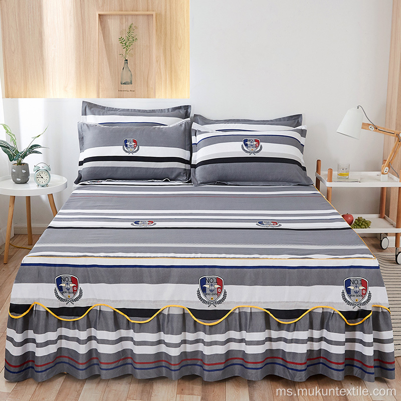 Set Bedskirt Bercetak Microfiber 100% Poliester