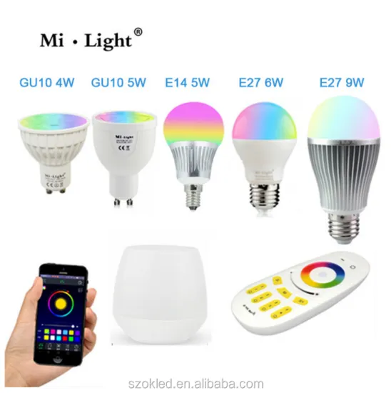 Milight RGBW & RGBWW LED Bulbs with 4-Zone 2.4G RF & Wi-Fi Controller