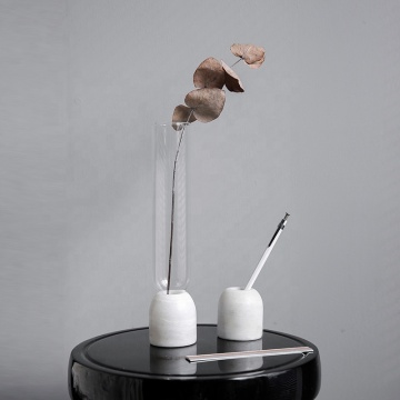 Ins-Style Transparent Glass Flower Vase with Marble Base: Elevating Home Decor