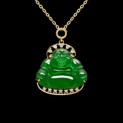 Jade Laughing Buddha Pendant Chinese Classical
