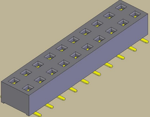 2,54 mm kvinnlig rubrik dubbel rad SMT -typ (w = 5,08 h = 3,5)