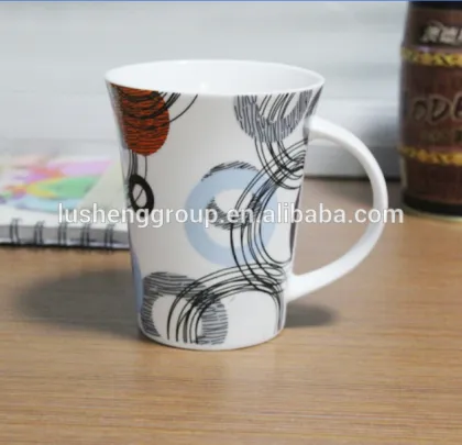 flared color printing ceramic mark cup