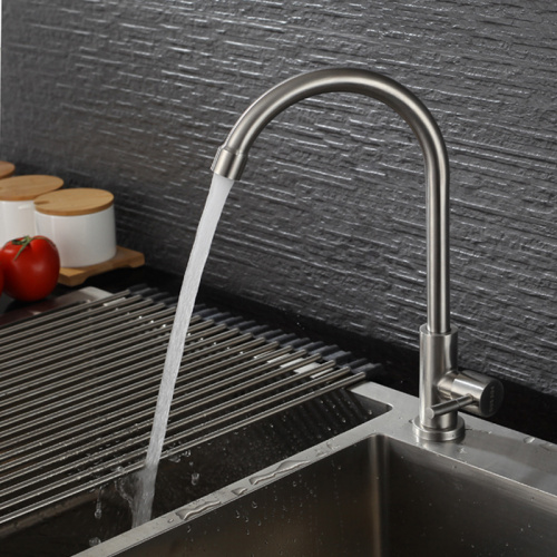 Single cold Stainless Steel Brushed Kitchen Sink Faucets