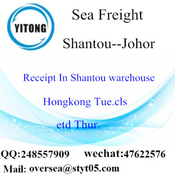 Consolidação de LCL do porto de Shantou a Johor