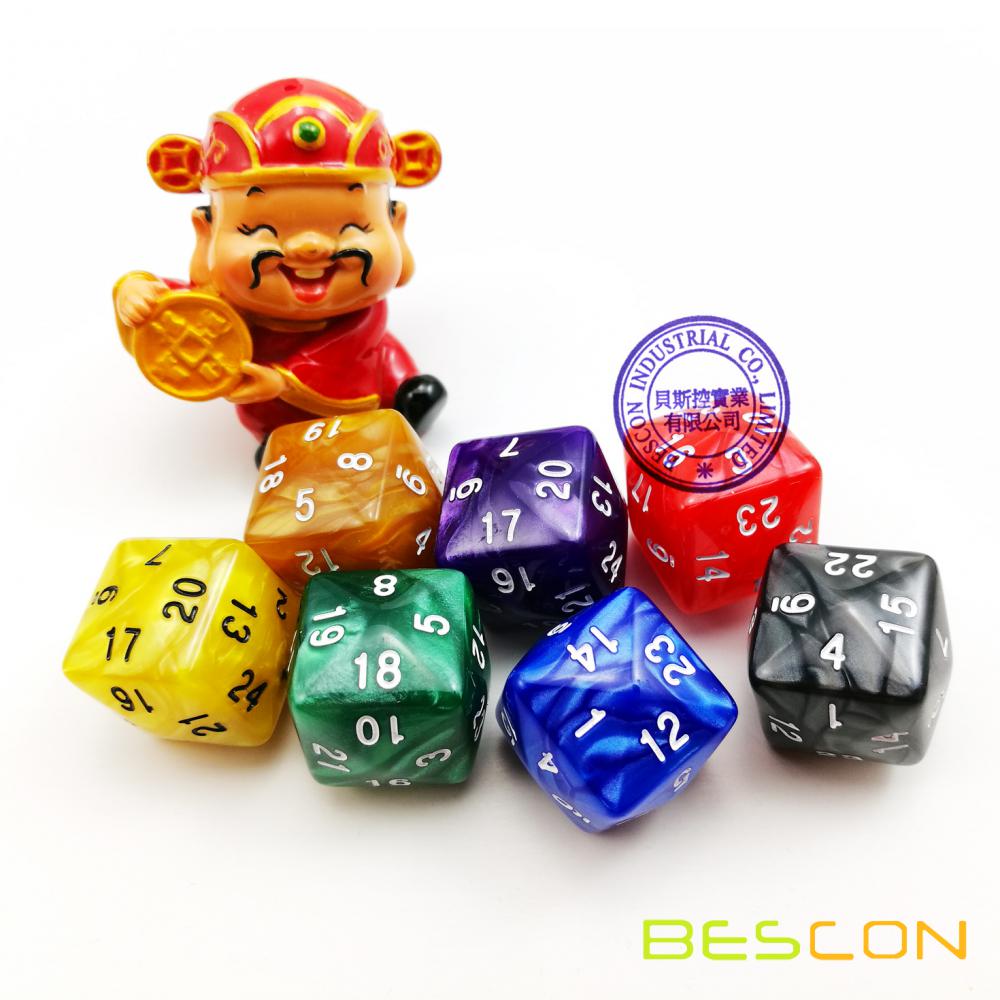 Dados poliédricos multicolores Dados de juego de 24 lados, D24 Die, D24 Dice, 24 Dados de lados