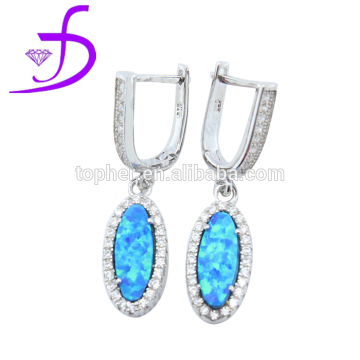 Wholesale 925 silver pave Diamond Opal Dangle Earring Jewelry Diamond Jewelry