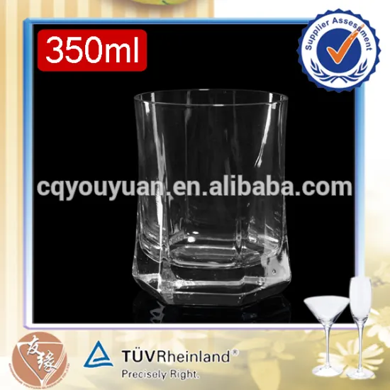 380ml hexagon shaped transparent clear handblown creative custom whiskey glasses