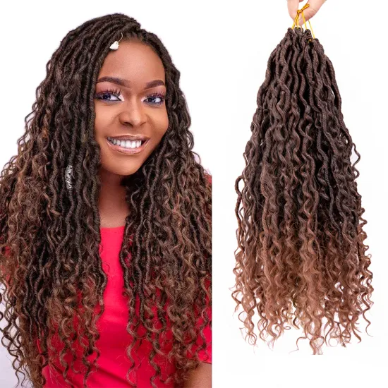 Alileader Ombre Bohemian Synthetic Crochet Braid Twist Hair River Locs Goddess Faux Locs Crochet Hair Extension For Women