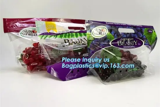 Fresh Perforated Fruit Bag, Fruit bag with slider zip, ziplock fresh keeping pouch bottom gusset banana/mango/grape fruit protec