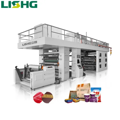 High Speed 6 Color Central Drum Kraft Thermal Paper Flexographic Printers for Ads