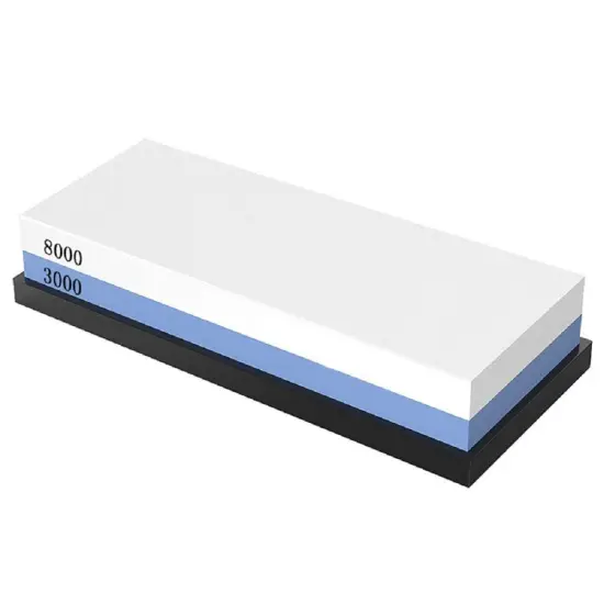 Nuoten Natural Water Knife Sharpening Stone Set: 3000 & 8000 Grit Whetstones with Bamboo Base and Knife Guide