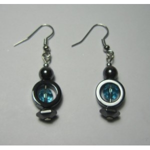 Hematite Earring with silver color finding