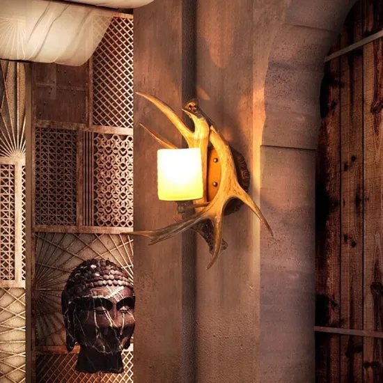 Resin Deer Antler Sconce Wall Lamp: An Antique Faux Deer Horn Interior Lighting Option