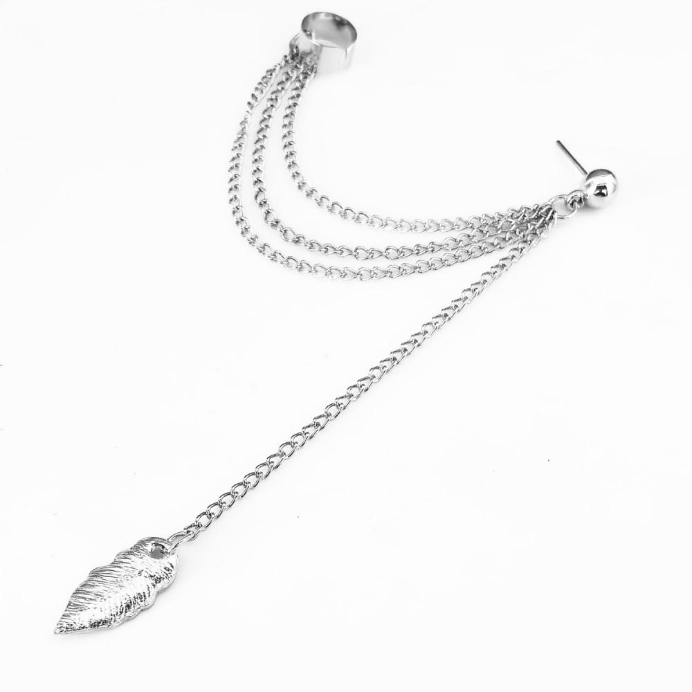 Personnalité européenne et américaine Boucles d&#39;oreilles clip d&#39;oreille feuille de métal Boucles d&#39;oreilles pompon clip d&#39;oreille