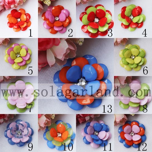 54MM Two Tone Color Acrylic Plastic Beaded Artificial Flower