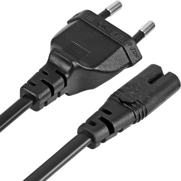 Euro European Plug 220V AC Electric Wire Extension Cable - EU 2Pin IEC C7 Connector Power Cord for Computer Adapter