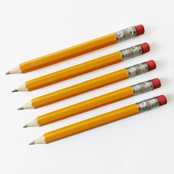 High Quality Custom Logo Printed Wooden Short Golf Pencils - Yellow #2 Pencils with Eraser