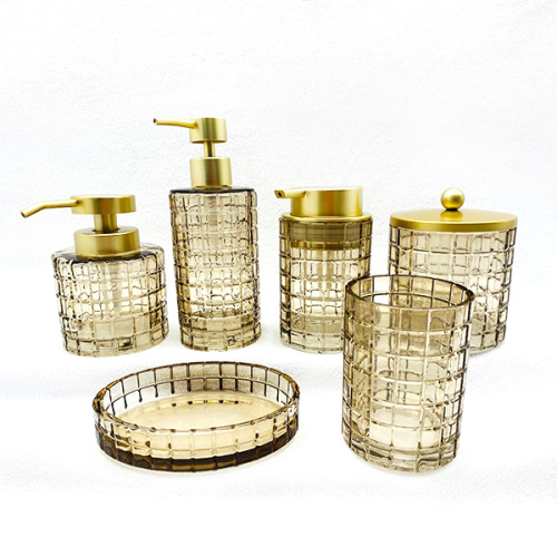 Gold Bathing Set Glass Bottle