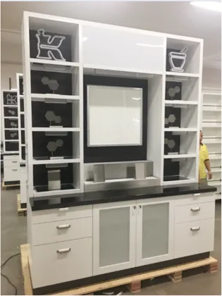 Wood Tiered Display Cosmetics Shop Counter Display Showcase